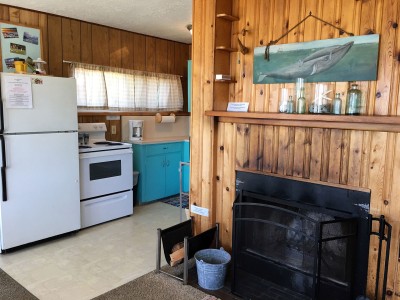 Fireplace and Kitchen